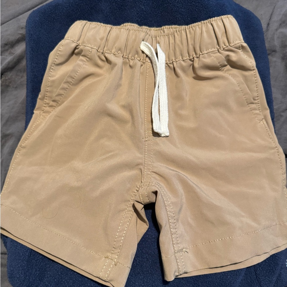 Tan Elastic Waist Shorts with Drawstring